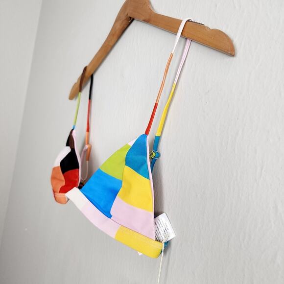 NEW Mara Hoffman Nonpadded Triangle Bikini Swim Top Rainbow Multi - Picture 5 of 12